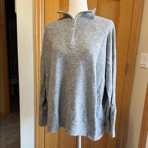 Lety & Me Women's 1X Grey 1/4 Zip Sweater
